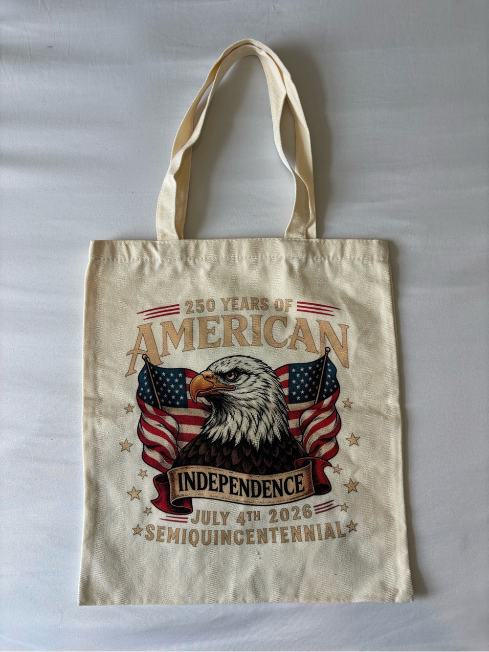 American Independence Eagle Canvas Tote Bag - Cream